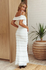 High Tides Off-Shoulder Maxi Dress Textured White
