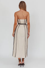 Azalea Sleeveless A-Line Midi Dress Sand