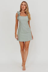 Annie Ruffle Shoulder Strap Mini Dress Olive