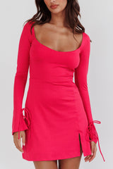Safe Keeping Long Sleeve Mini Dress Hot Pink