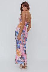Teava Laced Waist Maxi Dress Watercolor Pink