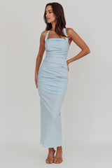 Scout Halterneck Ruched Maxi Dress Blue