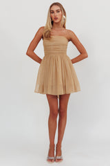 Guilty Pleasure Strapless Glitter Mini Dress Gold