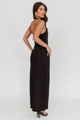 Renita Halterneck Button Maxi Dress Black