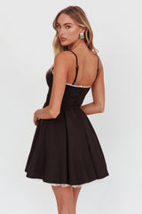 Scully Frill Trim A-Line Mini Dress Black