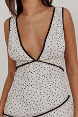 Veda Strappy Back Ruffle Maxi Dress Polka Dot White