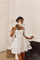 I've Got Sunshine Ruffle Strap Mini Dress White