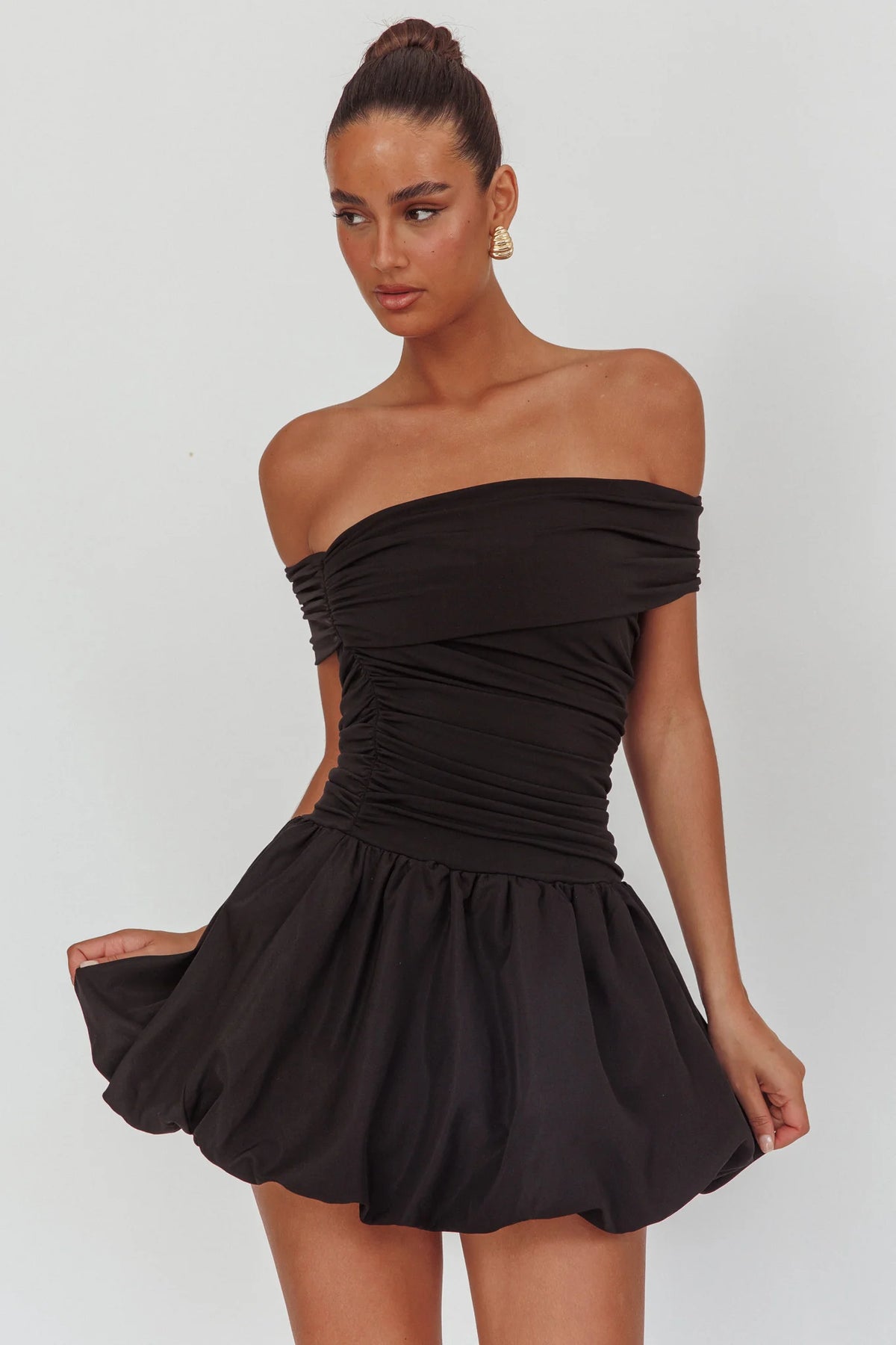 Dalayla Off-Shoulder Mini Dress Black