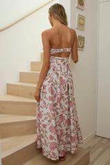 Summer Field Bow Bust Maxi Dress Floral Beige