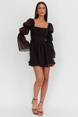 Miya Long Sleeve Mini Dress Black