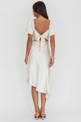 Grayson Tied Back Asymmetrical Midi Dress Champagne