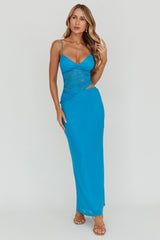 Lorely Lace Bodice Maxi Dress Blue