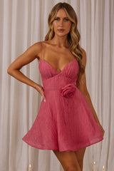 Kalinda Rose Accent Mini Dress Crepe Pink