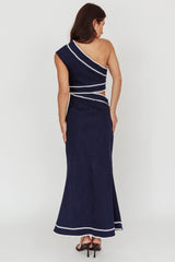 Mahli One-Shoulder Cut-Out Maxi Dress Dark Denim