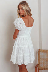 Home Sweet Home Eyelet Mini Dress White