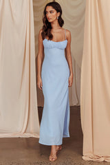 Nerida Twist Back Maxi Dress Steel Blue