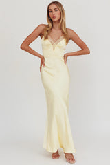 Summer Of Love Lace Trim Maxi Dress Lemon