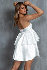 Elianna Strapless Tiered Mini Dress Ivory