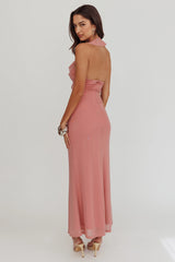 Live Loud Ruffle Halterneck Maxi Dress Rose