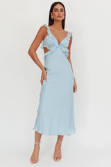 Second Chances Ruffle Trim Maxi Dress Blue