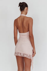 Girl Talk Diamante Heart Mini Dress Blush