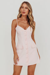 So Good Front Button Mini Dress Ice Pink
