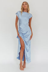 Grecian Cap Sleeve Cowl Back Dress Midnight