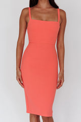 Georgia Square Neckline Midi Dress Apricot