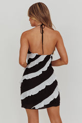 Arrabel Halterneck Contrast Ruffle Mini Dress Black