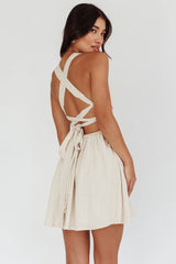 French Riviera Sweetheart Neckline Mini Dress Natural