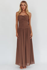 High Streets Strapless Maxi Dress Mocha