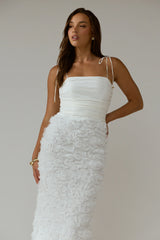 Love & Honor Textured Floral Maxi Dress White