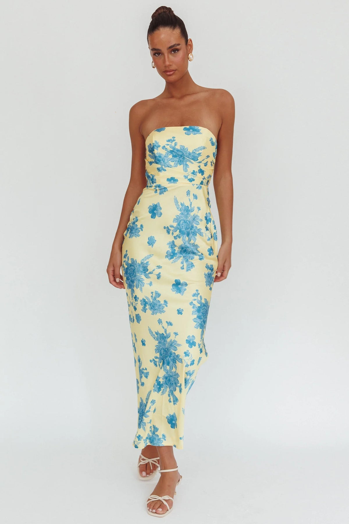 City Of Stars Strapless Maxi Dress Floral Yellow