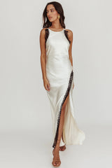 Flying High Lace Trim Maxi Dress Oyster