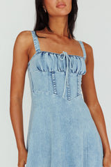 Sweet Pea Tied Bust Maxi Dress Denim Blue