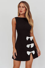 Ascott Bow Slit Mini Dress Black