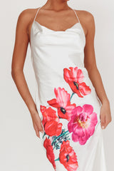 Seren Backless Cowl Neck Maxi Dress White