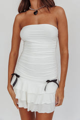Dottie Bodycon Ruffle Mini Dress Off White