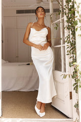 Eternal Flame Pearl Strap Midi Dress Off White