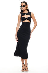 LIONESS After Hours Midi Dress Onyx