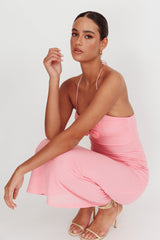 Elderberry Bodycon Halter Neck Midi Dress Pink