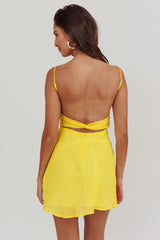 Nerida Twist Back Mini Dress Lemon