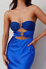 L'Amore Cut-Out Bodice Midi Dress Deep Blue