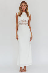 Solara Lace Waist Maxi Dress White
