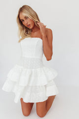 Bella Donna Strapless Frill Dress White