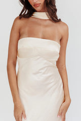 Damsel Reverse Halter Maxi Dress Oyster