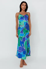 Hula Sweetheart Midi Dress Floral Blue