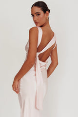 Take Care Backless Sash Maxi Dress Blush