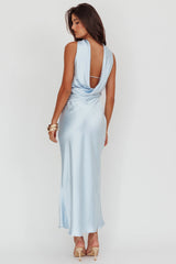 Damsel Reverse Halter Maxi Dress Baby Blue