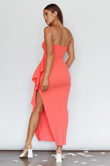 Sasha Cascade Ruffle Midi Dress Watermelon